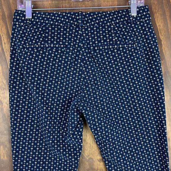 Banana Republic Womens Pants Navy Blue White All Over Pattern Jackson Stretch 4 - Picture 11 of 12